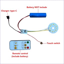 DC3.7V Light Source LED Panel 10W 50MM 3Colors Dimming Controller With Touch Switch Charging Port Type-C And Remote Control.