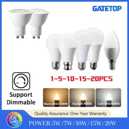 1-20pcs Dimmable GU10 E27 B22 E14 Led Spotlight 220V Warm Light 3000K 4000K Dimming Bulb Replace 50W Halogen Lamp Home Direction