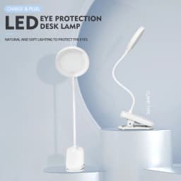 USB Rechargeable Clip On Desk Lamp, 3 Color Temperatures & Dimmable, LED Reading Light for Study Office Bedroom