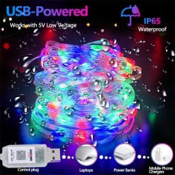 RGBIC USB LED String Lights DIY Outdoor Christmas Tree Decor Fairy Lights 8 Modes Bluetooth APP For Wedding Holiday Party Lighti