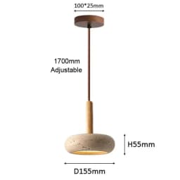 Wabi Sabi Yellow Travertine Stone Pendant Lights Hanging Bedside Small Droplight Round Wood Decora Lighting for Corridor Bedroom