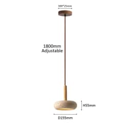 Wabi Sabi Yellow Travertine Stone Pendant Lights Hanging Bedside Small Droplight Round Wood Decora Lighting for Corridor Bedroom