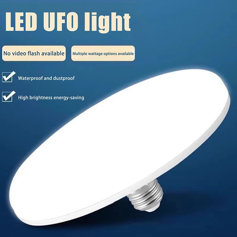 1 Piece 20-200W Indoor Lighting Flying Saucer Light Ceiling Lamp Garage Light LED Bulb AC 220v E27 Base Energy Saving Lamp