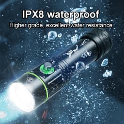 Professional Deep Diving 500M Flashlight 200000 LM IPX8 LED Scuba Flashlight Press Switch Exploration Torch Dive Torch Hand Lamp