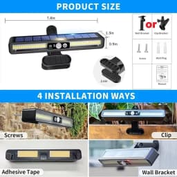 Clip On Solar Motion Lights Outdoor Waterproof Solar Fence Lights Outside with 36 LEDs Portable Solar Powered Security Light