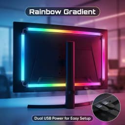 WACUAAO Next-Gen RGBIC PC Monitor Backlight - 360° 4-Side Screen Mirror Sync - Zero Lag Reactive Gaming Lights for Windows & Mac