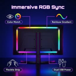 WACUAAO Next-Gen RGBIC PC Monitor Backlight - 360° 4-Side Screen Mirror Sync - Zero Lag Reactive Gaming Lights for Windows & Mac
