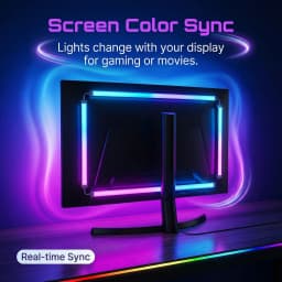 WACUAAO Next-Gen RGBIC PC Monitor Backlight - 360° 4-Side Screen Mirror Sync - Zero Lag Reactive Gaming Lights for Windows & Mac