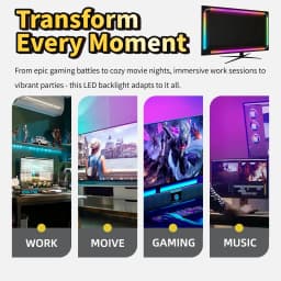 WACUAAO Next-Gen RGBIC PC Monitor Backlight - 360° 4-Side Screen Mirror Sync - Zero Lag Reactive Gaming Lights for Windows & Mac