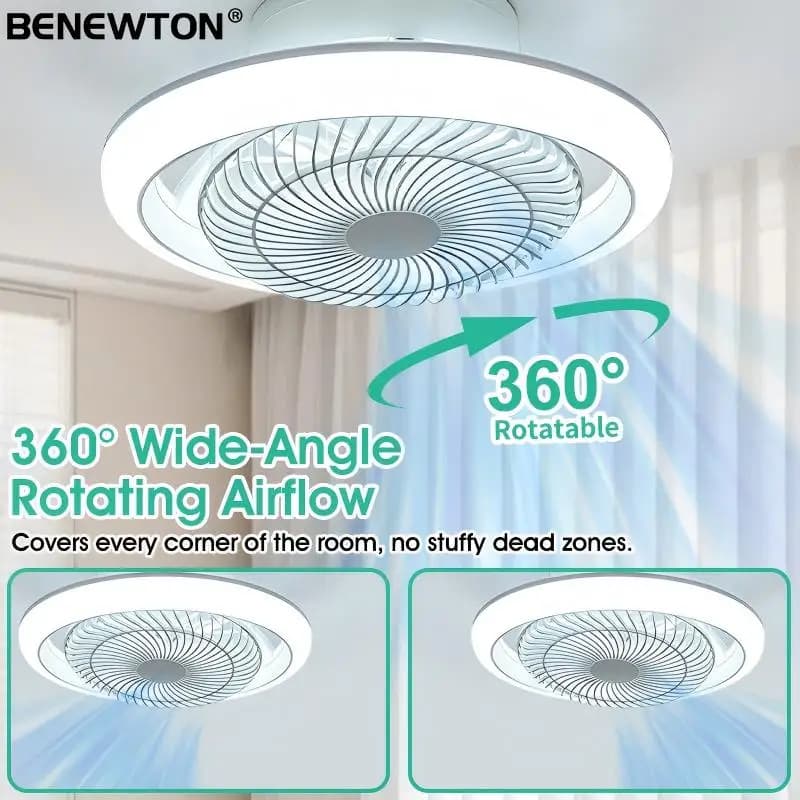 Modern Ceiling Fan With Light Remote Control APP 3 Color Dimmable Smart Fan Light 360° Rotating 6 Speed Chandelier Indoor Home
