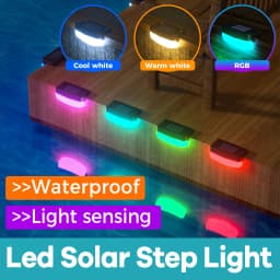 Solar Deck Lights Outdoor Waterproof LED Fence Lights Garden Step Lamp for Patio Stairs Railing Pathway Step