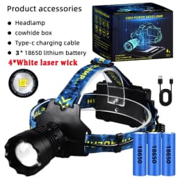 High Power LED Headlamp Spotlight Long-range Wick Headlight Super Bright Telescopic Zoom Head Lamp Flashlight Fishing Light