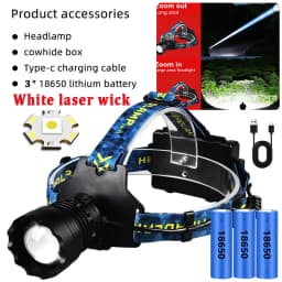 High Power LED Headlamp Spotlight Long-range Wick Headlight Super Bright Telescopic Zoom Head Lamp Flashlight Fishing Light