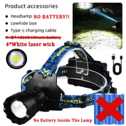 High Power LED Headlamp Spotlight Long-range Wick Headlight Super Bright Telescopic Zoom Head Lamp Flashlight Fishing Light