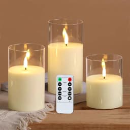 3Pcs/Pack LED Candle Light Remote Controlled Electronic Flameless Moving Wick Plastic Candle Set Ffor Party Home Decoration