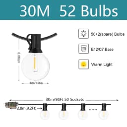 Festoon G40 LED Remote Globe String Fairy Lights Outdoor For Christmas Party Garden Birthday Garland Street Patio Decor Lamps