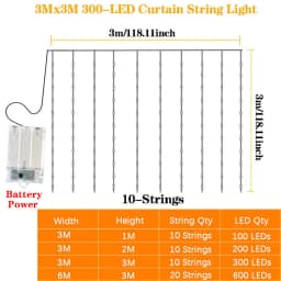 Festoon LED Curtain Light String Battery Operated Muslim Ramadan Home Courtyard Decoration Wedding Outdoor Garland Eid Mubarak