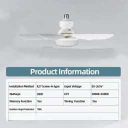Cordless Light Socket Fan for Kitchen Bedroom Small Room LED Socket Fan Light with Remote Small Ceiling Fan with Light