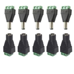 10 Pcs CCTV Cameras 2.1mm X 5.5mm Female Male DC Power Plug Adapter For 5050 3528 5630 5730 Single Color LED Strip Light