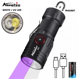 2-in1 UV 365nm+White Light Lighting Flashlight USB Rechargeable UV Check Invisible Ink Marker Cat Dog Urine Scorpion Money Torch
