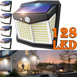 1/2/4Pcs Solar Wall Lights Outdoor Durable 128LED Motion Sensor Security Lamps with 3 Lighting Modes Waterproof for Garden Yard