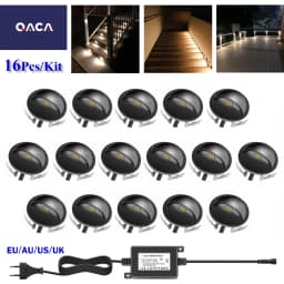 QACA Aluminum Led Deck Lights 10/16-Pack for Patio Led Deck Lighting Lamp for Outdoor Garden Fencing Porch Stairs Villa Decor