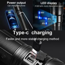 Ultra Powerful 3000W Flashlight USB Rechargeable Long Range LED Tactical Torch For Outdoor Camping Emergency Adventure Fishing