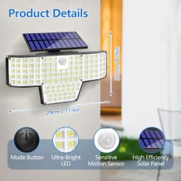 1/2 Packs 448 LED Solar Powered Security Lights Motion Sensor 3 Modes IP65 Waterproof Outdoor Wall Flood Lights for Garden Yard