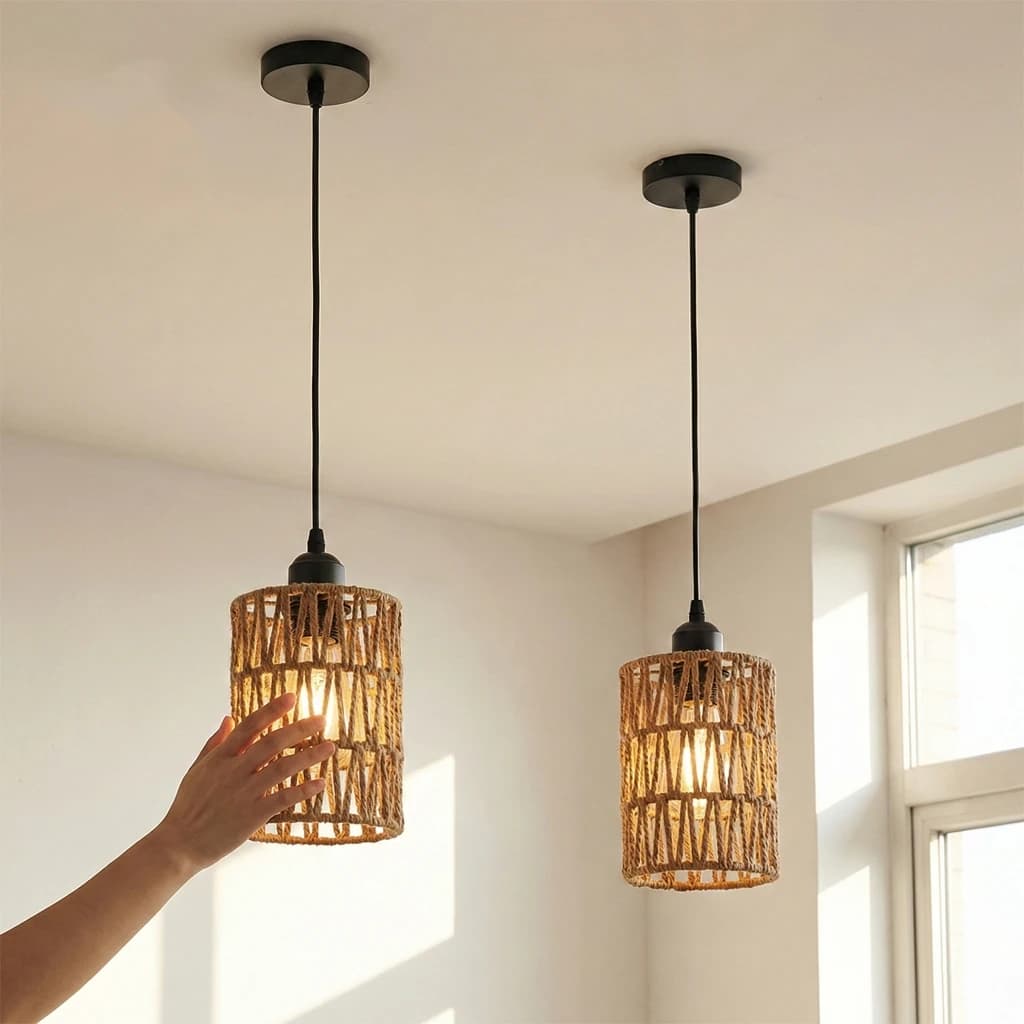 American Imitation Hemp Rope Rattan Hand-woven Ceiling Lamp South East Asia Style Restaurant Hotel Aisle Chandelier