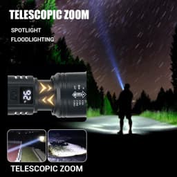 Rechargeable LED Flashlight 10000LM Zoomable Torch Waterproof 5 Modes with LCD Display Charging for Camping Hiking Emergency
