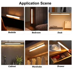 Motion Sensor LED Bar Light USB Type C Rechargeable Portable Induction Night Light for Wardrobe Kitchen Bedside Closet Aisle