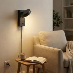Modern plug indoor LED wall light 350 degree rotating 3W aluminum wall light, with switch button, suitable for desk, desk, bedro