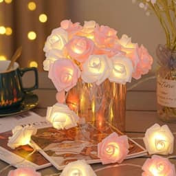 1PC 10/20LED Rose Flower Fairy Lights, LED String Lights for Valentines Day Wedding Bedroom Indoor Aesthetic Decor