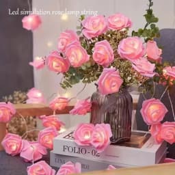1PC 10/20LED Rose Flower Fairy Lights, LED String Lights for Valentines Day Wedding Bedroom Indoor Aesthetic Decor