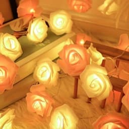 1PC 10/20LED Rose Flower Fairy Lights, LED String Lights for Valentines Day Wedding Bedroom Indoor Aesthetic Decor