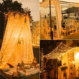 3X3M Solar Outdoor Curtain Lights with 8 Modes, Holiday Party Decorations, Fairy Lights, 100/200/300 LED String Lights 3X2M 3X1M