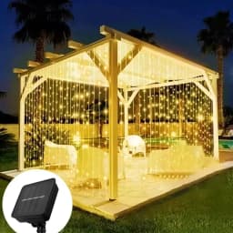 3X3M Solar Outdoor Curtain Lights with 8 Modes, Holiday Party Decorations, Fairy Lights, 100/200/300 LED String Lights 3X2M 3X1M