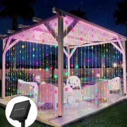 3X3M Solar Outdoor Curtain Lights with 8 Modes, Holiday Party Decorations, Fairy Lights, 100/200/300 LED String Lights 3X2M 3X1M