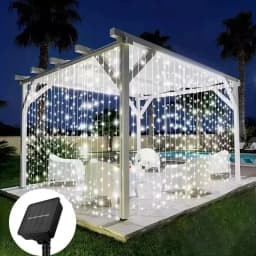 3X3M Solar Outdoor Curtain Lights with 8 Modes, Holiday Party Decorations, Fairy Lights, 100/200/300 LED String Lights 3X2M 3X1M