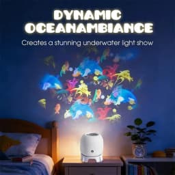 LED Ocean Projector Light 360° Rotating USB Powered Ambient Light Portable Dynamic Night Lamp for Travel Camping Use