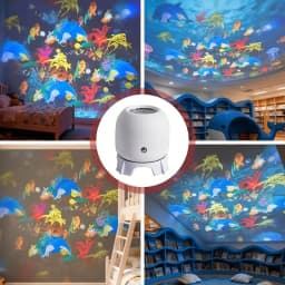 LED Ocean Projector Light 360° Rotating USB Powered Ambient Light Portable Dynamic Night Lamp for Travel Camping Use