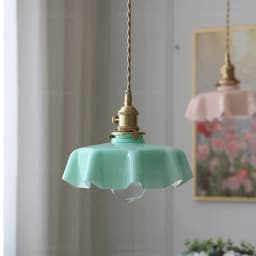 Cream-Style Glass Flower Skirt Dining Room Bedroom Bar Counter Chandelier Copper Lamp Head With Switch Ambient Lighting E27