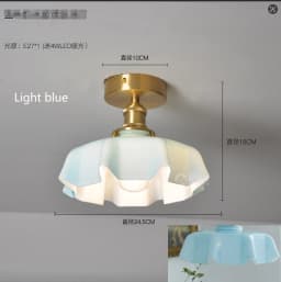 Cream-Style Glass Flower Skirt Dining Room Bedroom Bar Counter Chandelier Copper Lamp Head With Switch Ambient Lighting E27