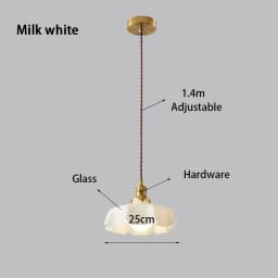 Cream-Style Glass Flower Skirt Dining Room Bedroom Bar Counter Chandelier Copper Lamp Head With Switch Ambient Lighting E27