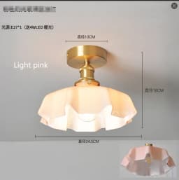 Cream-Style Glass Flower Skirt Dining Room Bedroom Bar Counter Chandelier Copper Lamp Head With Switch Ambient Lighting E27