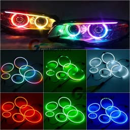 COB RGB DRL Halo Ring LED 60-120mm Chasing Color Angel Eyes for Car Motorcycle Changeable Lights Bluetooth WiFi App Control DC5V