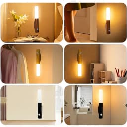 Indoor Wooden Wall Lamp Wardrobe Light Corridor Stairs Motion Sensor Night Light USB Rechargeable Magnetic LED Wall Light