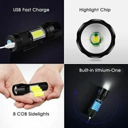 Led Flashlight Rechargeable USB Torch Mini Small Light With COB Flashlights Handheld Tiny Portable Pocket Keychain Flash Light