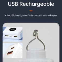 USB Rechargeable LED Camping Light, Dimmable Tent Lantern with Hook, Portable Emergency Lamp for Street Night Market & Hiking