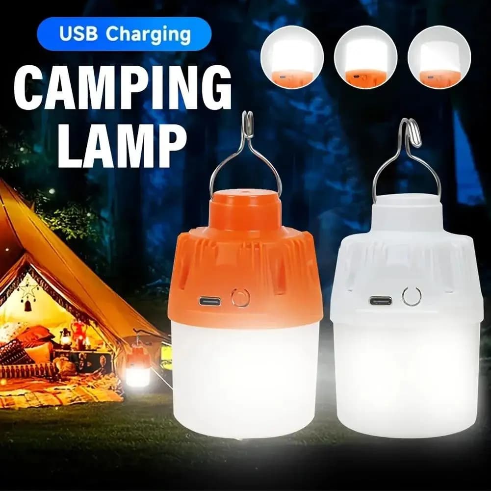 USB Rechargeable LED Camping Light, Dimmable Tent Lantern with Hook, Portable Emergency Lamp for Street Night Market & Hiking